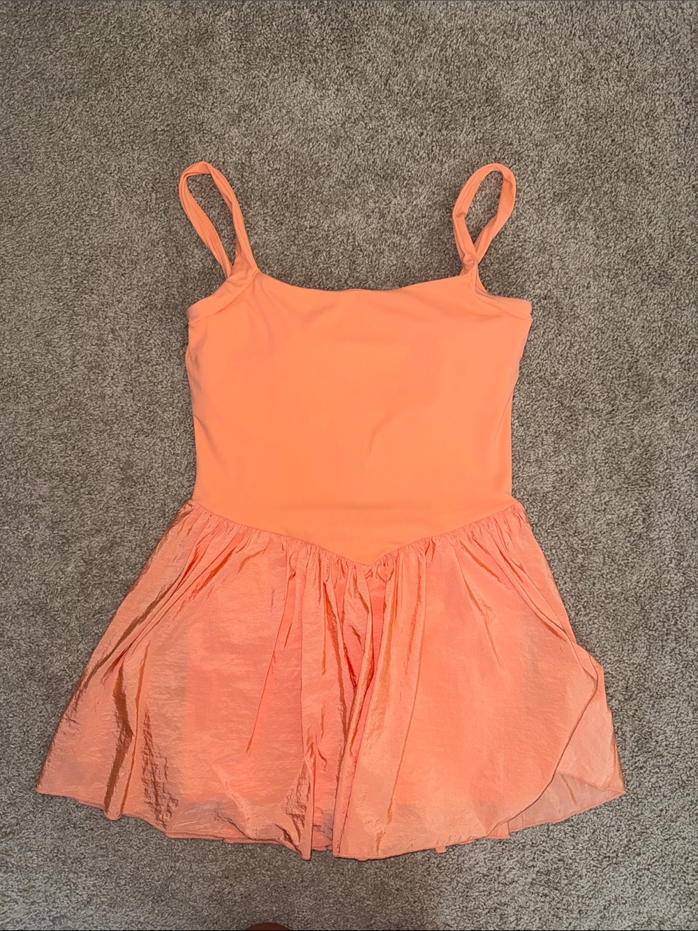 Altar'd State Coral Orange Spaghetti-Strap Twirl Dress